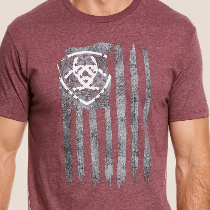 TShirts and Polos Men Ariat Vertical Flag Burgundy Heather TShirts and Polos Men Ariat Vertical Flag Burgundy Heather