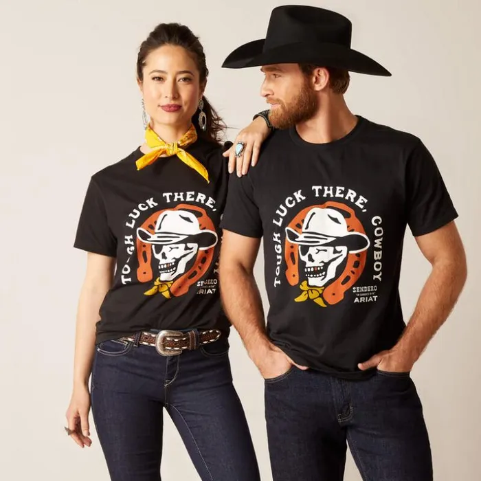 TShirts and Polos MenWomen Ariat Sendero Winking Skull TShirt Black