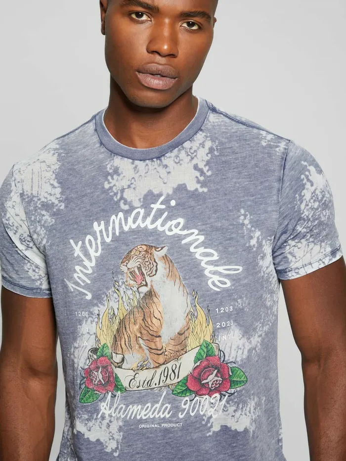 TShirts and Tanks GUESS Men Burnout Tiger Tee South Coast Blue Multi