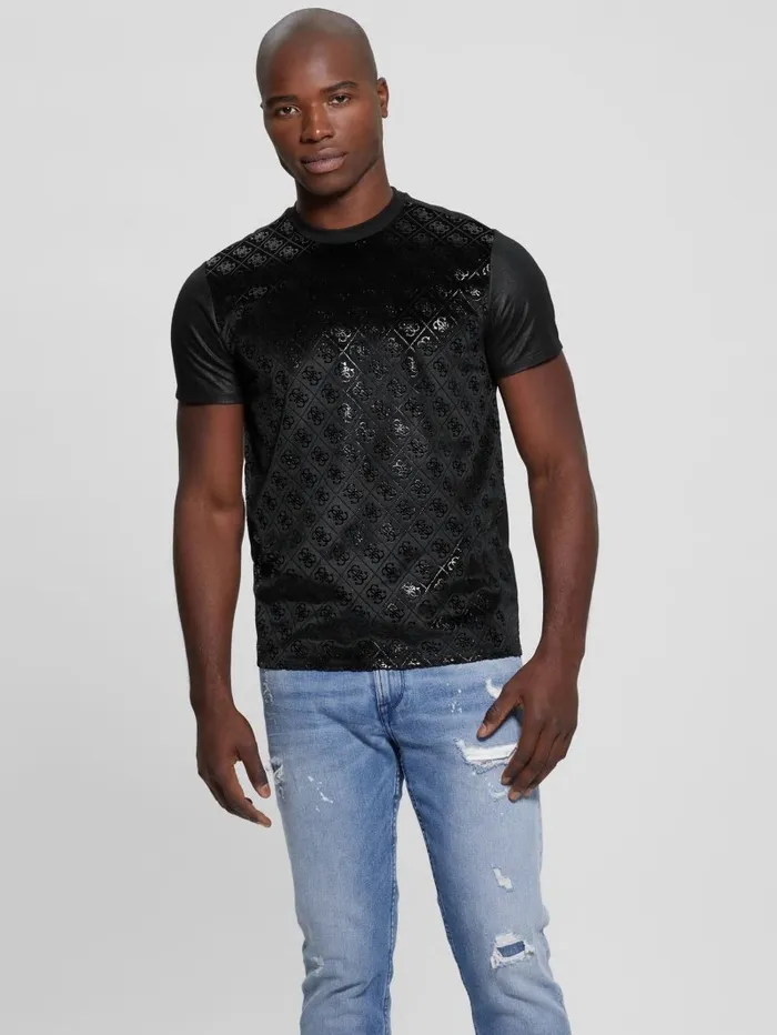 TShirts and Tanks GUESS Men Shine Quattro G Tee Jet Black Multi