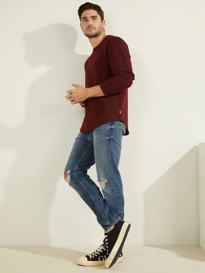 TShirts and Tanks GUESS Men Textured Jersey LongSleeve Tee Vino TShirts and Tanks GUESS Men Textured Jersey LongSleeve Tee Vino