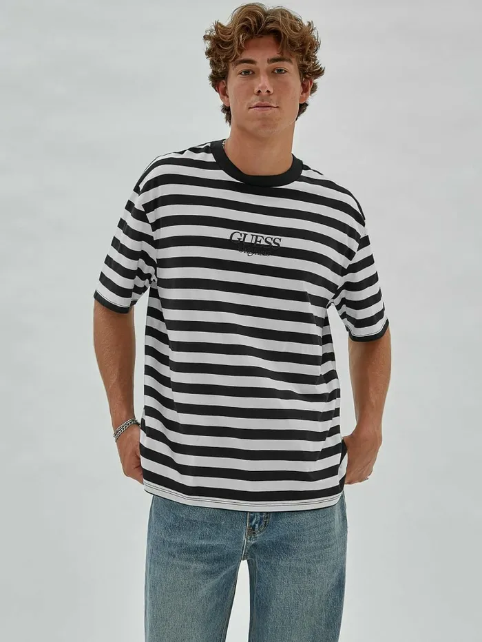 TShirts and Tanks GUESS Originals Eco Simple Stripe Tee Jet Black Multi GUESS Men