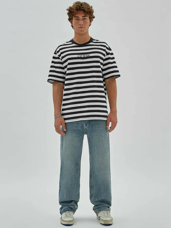 TShirts and Tanks GUESS Originals Eco Simple Stripe Tee Jet Black Multi GUESS Men TShirts and Tanks GUESS Originals Eco Simple Stripe Tee Jet Black Multi GUESS Men
