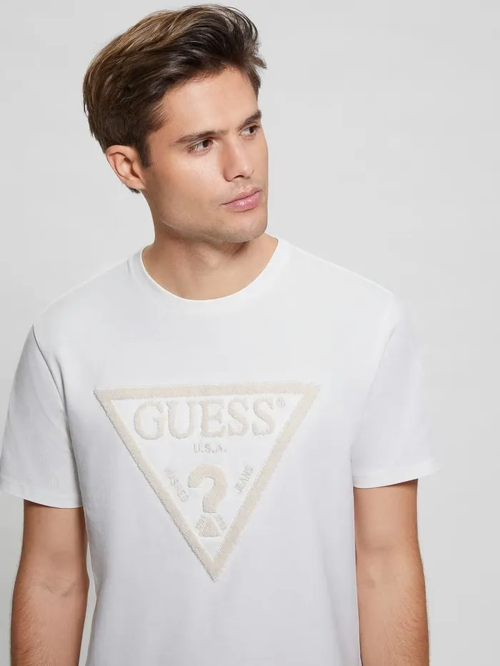 TShirts and Tanks Men Eco Embroidered Logo Tee Salt White GUESS