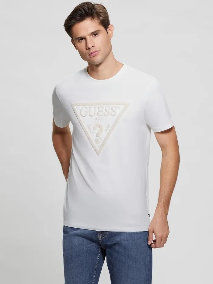 TShirts and Tanks Men Eco Embroidered Logo Tee Salt White GUESS TShirts and Tanks Men Eco Embroidered Logo Tee Salt White GUESS