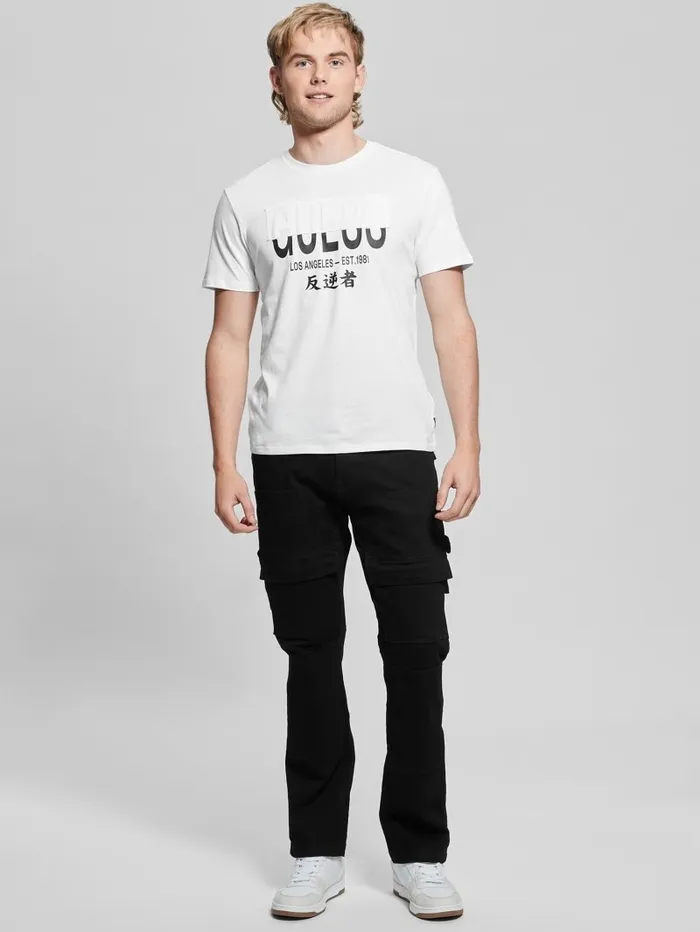 TShirts and Tanks Men Signature Split Applique Tee Pure White GUESS