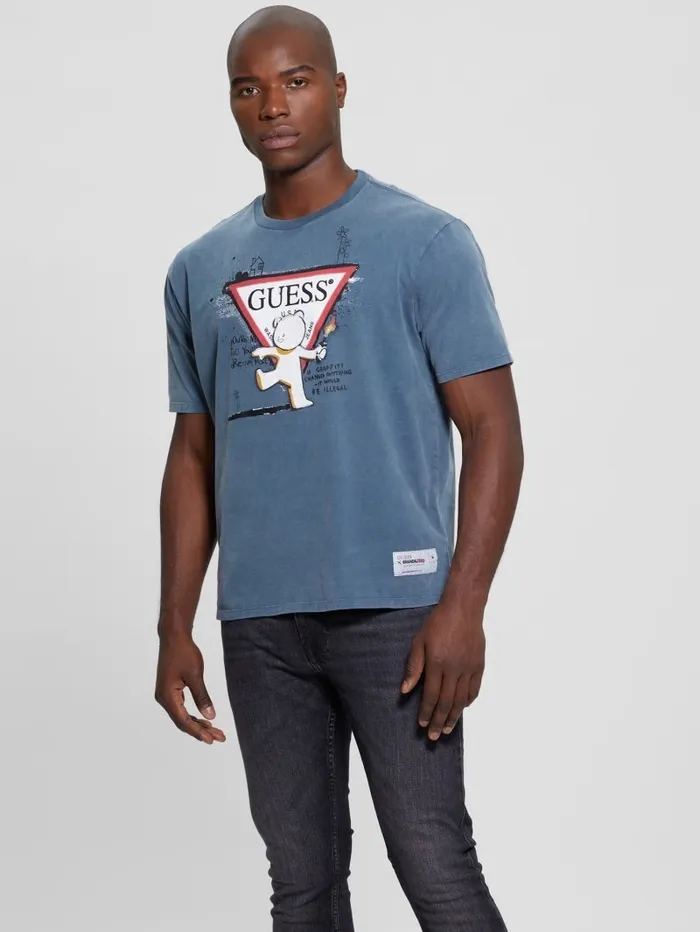 TShirts and Tanks Teddy Signature Tee South Coast Blue Multi GUESS Men TShirts and Tanks Teddy Signature Tee South Coast Blue Multi GUESS Men