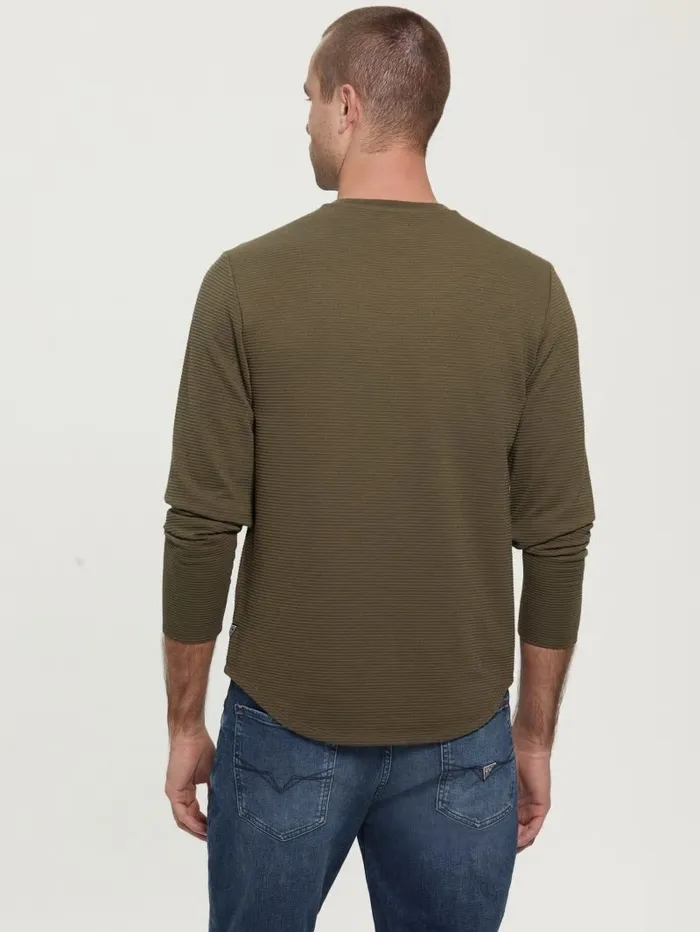 TShirts and Tanks Textured Jersey LongSleeve Tee Army Olive 8211 GUESS Men TShirts and Tanks Textured Jersey LongSleeve Tee Army Olive 8211 GUESS Men
