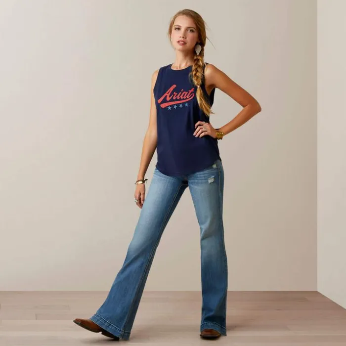TShirts and Tops Women Ariat Ariat Retro Tank Navy Eclipse TShirts and Tops Women Ariat Ariat Retro Tank Navy Eclipse
