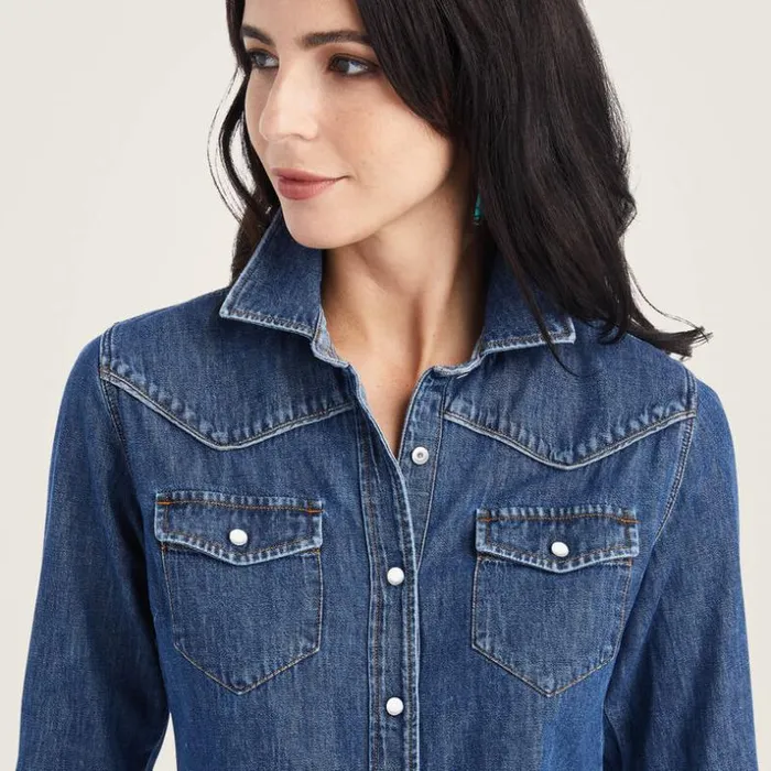 TShirts and Tops Women Ariat Farriday Denim Shirt Bluelight