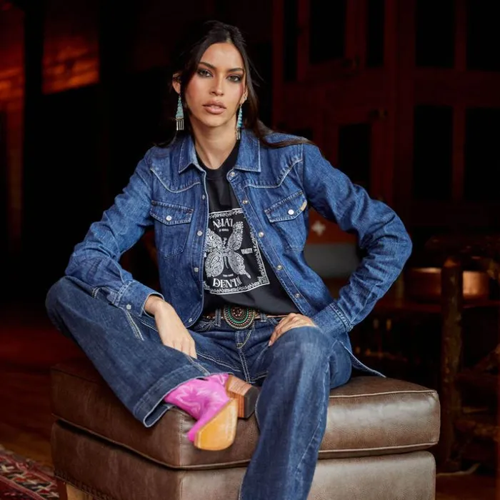 TShirts and Tops Women Ariat Farriday Denim Shirt Bluelight