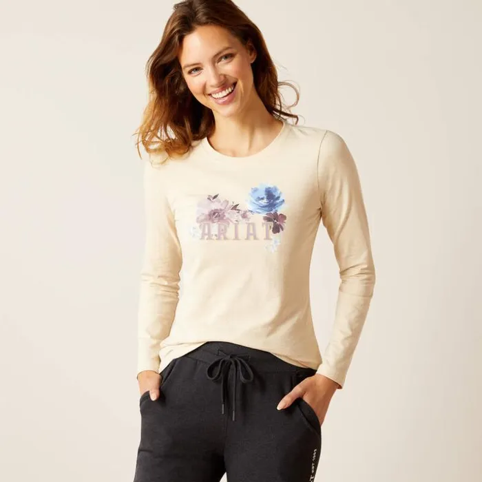 TShirts and Tops Women Ariat Peonies TShirt Oatmeal Heather