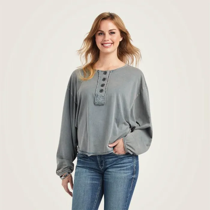 TShirts and Tops Women Ariat Pinon Henley Top Midnight Navy