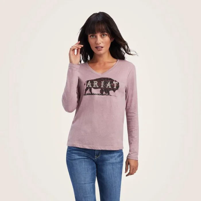 TShirts and Tops Women Ariat REAL Chest Logo Relaxed Tee Nostalgia Rose