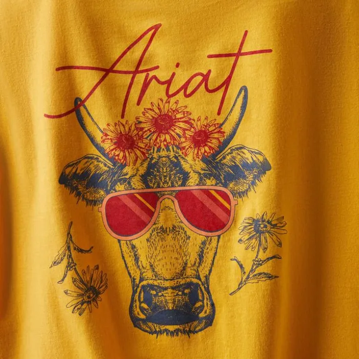 TShirts and Tops Women Ariat REAL Cool Cow Tee Yolk Yellow TShirts and Tops Women Ariat REAL Cool Cow Tee Yolk Yellow