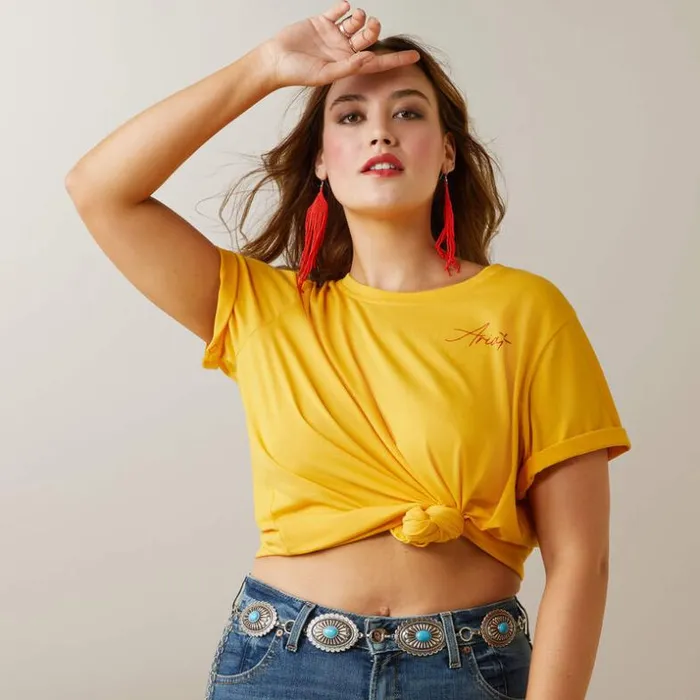 TShirts and Tops Women Ariat REAL Cool Cow Tee Yolk Yellow TShirts and Tops Women Ariat REAL Cool Cow Tee Yolk Yellow