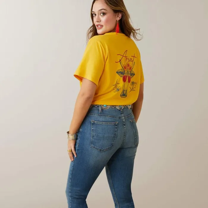 TShirts and Tops Women Ariat REAL Cool Cow Tee Yolk Yellow TShirts and Tops Women Ariat REAL Cool Cow Tee Yolk Yellow