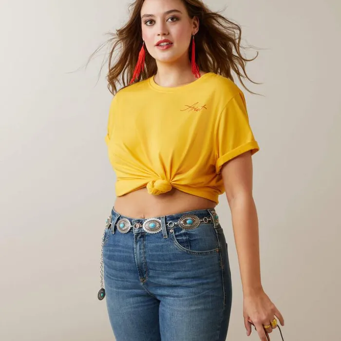 TShirts and Tops Women Ariat REAL Cool Cow Tee Yolk Yellow TShirts and Tops Women Ariat REAL Cool Cow Tee Yolk Yellow