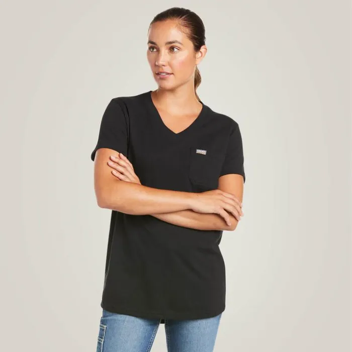 TShirts and Tops Women Ariat Rebar Cotton Strong VNeck Top Black