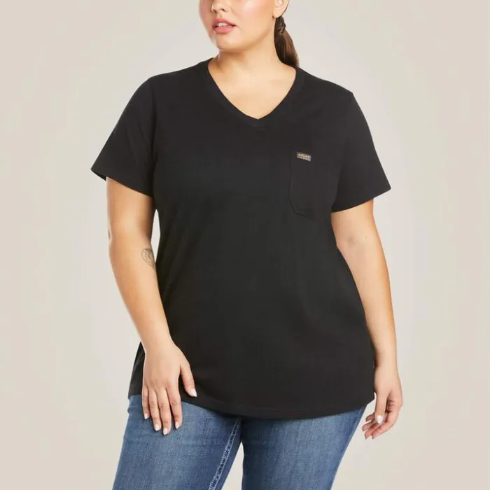 TShirts and Tops Women Ariat Rebar Cotton Strong VNeck Top Black TShirts and Tops Women Ariat Rebar Cotton Strong VNeck Top Black