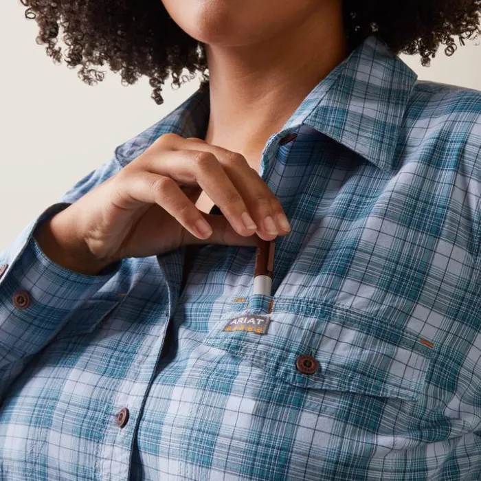 TShirts and Tops Women Ariat Rebar Made Tough DuraStretch Work Shirt Clear Sky Plaid
