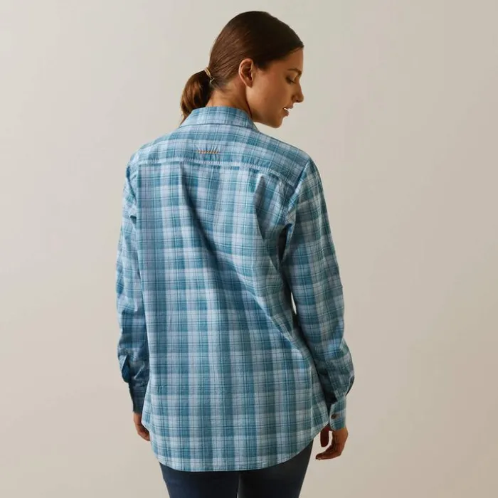 TShirts and Tops Women Ariat Rebar Made Tough DuraStretch Work Shirt Clear Sky Plaid