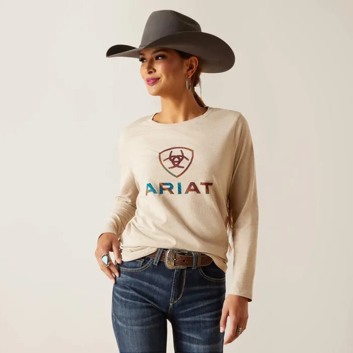 TShirts and Tops Women Ariat Serape Shield Tee Oatmeal