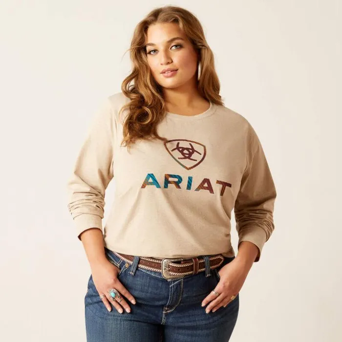 TShirts and Tops Women Ariat Serape Shield Tee Oatmeal TShirts and Tops Women Ariat Serape Shield Tee Oatmeal