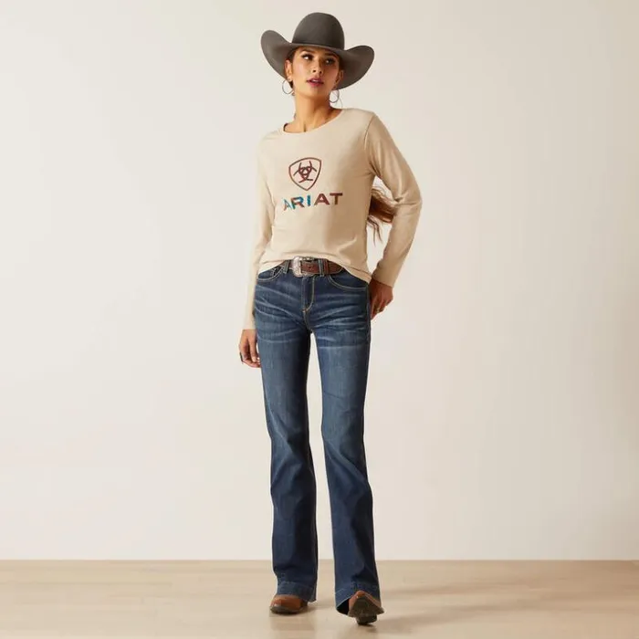 TShirts and Tops Women Ariat Serape Shield Tee Oatmeal TShirts and Tops Women Ariat Serape Shield Tee Oatmeal