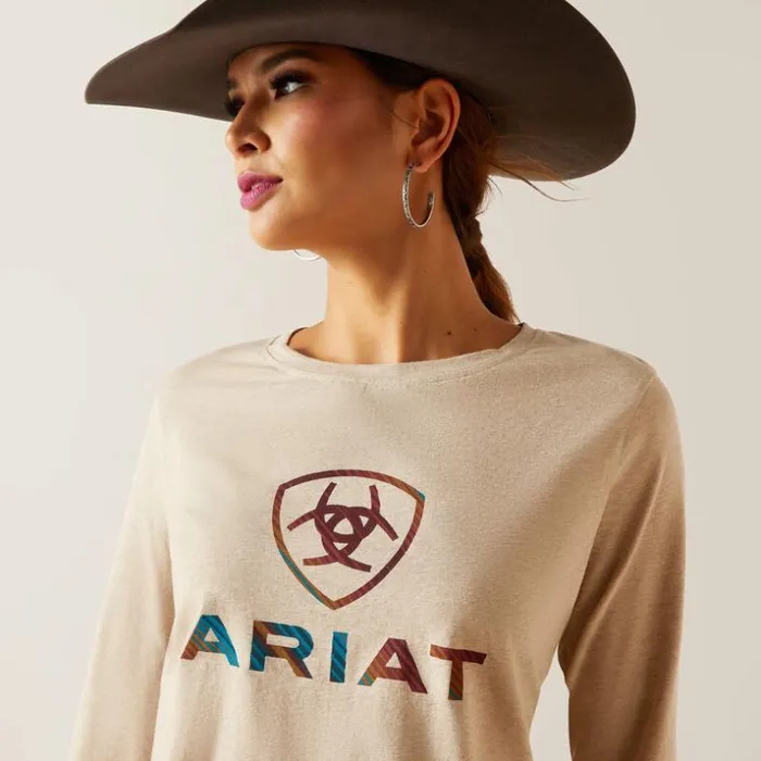 TShirts and Tops Women Ariat Serape Shield Tee Oatmeal TShirts and Tops Women Ariat Serape Shield Tee Oatmeal