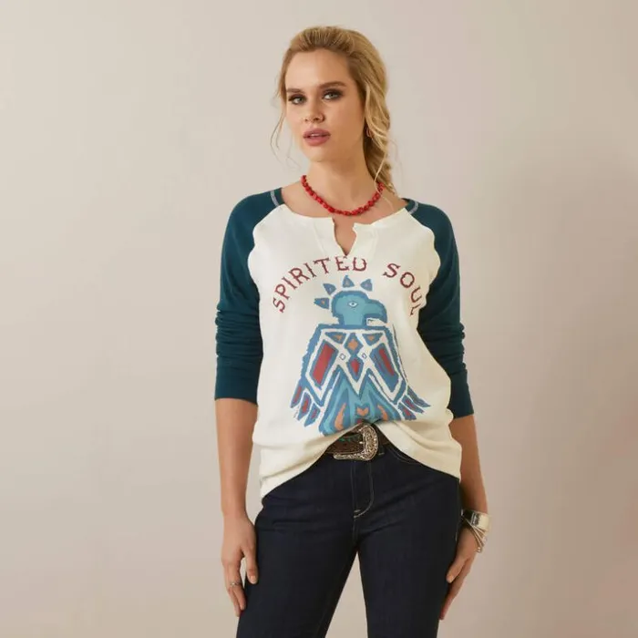 TShirts and Tops Women Ariat Spirited Soul Top Coconut Milkreflecting Pond