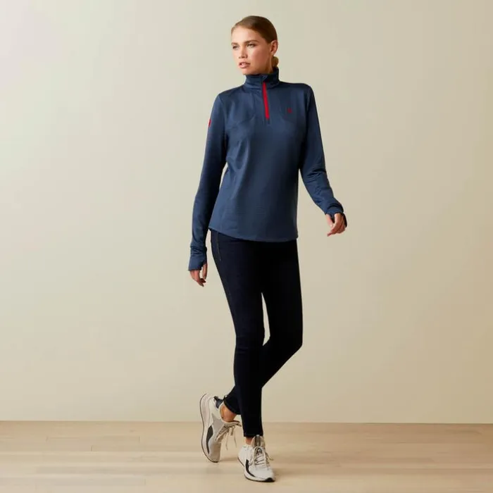 TShirts and Tops Women Ariat Team Gridwork 14 Zip Baselayer Navy TShirts and Tops Women Ariat Team Gridwork 14 Zip Baselayer Navy