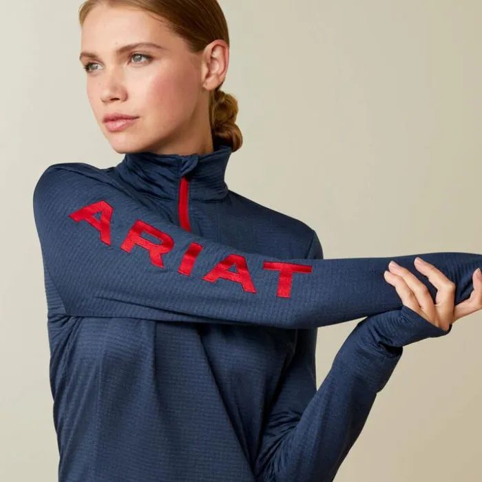 TShirts and Tops Women Ariat Team Gridwork 14 Zip Baselayer Navy TShirts and Tops Women Ariat Team Gridwork 14 Zip Baselayer Navy
