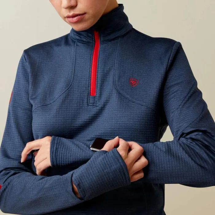 TShirts and Tops Women Ariat Team Gridwork 14 Zip Baselayer Navy TShirts and Tops Women Ariat Team Gridwork 14 Zip Baselayer Navy