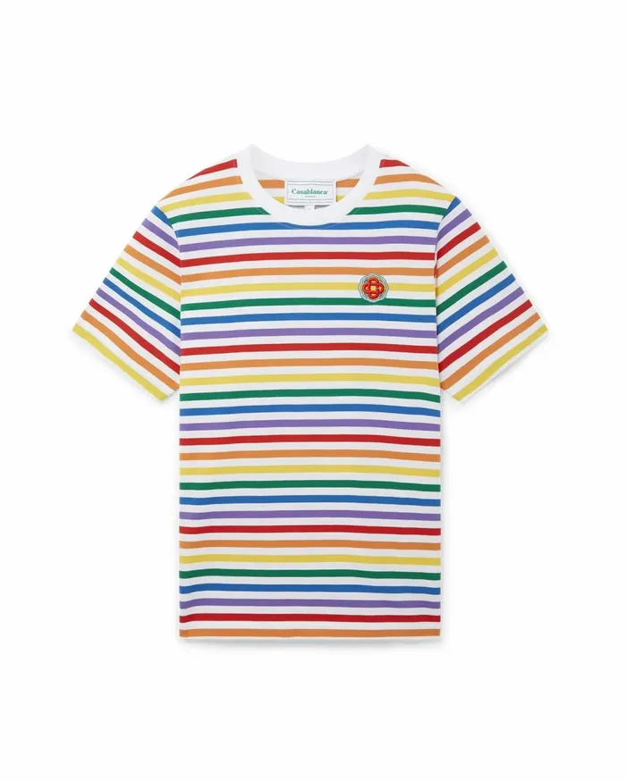 TShirts MenWomen Casablanca Paris Rainbow Stripe TShirt
