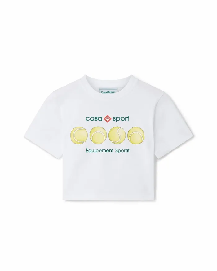 TShirts Women Casablanca Paris Casa Sport Tennis Balls Cropped TShirt