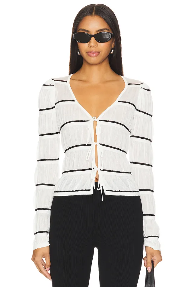 Tanya Cardigan Cream and Black Stripe Women Lovers and Friends Sweaters and Knits