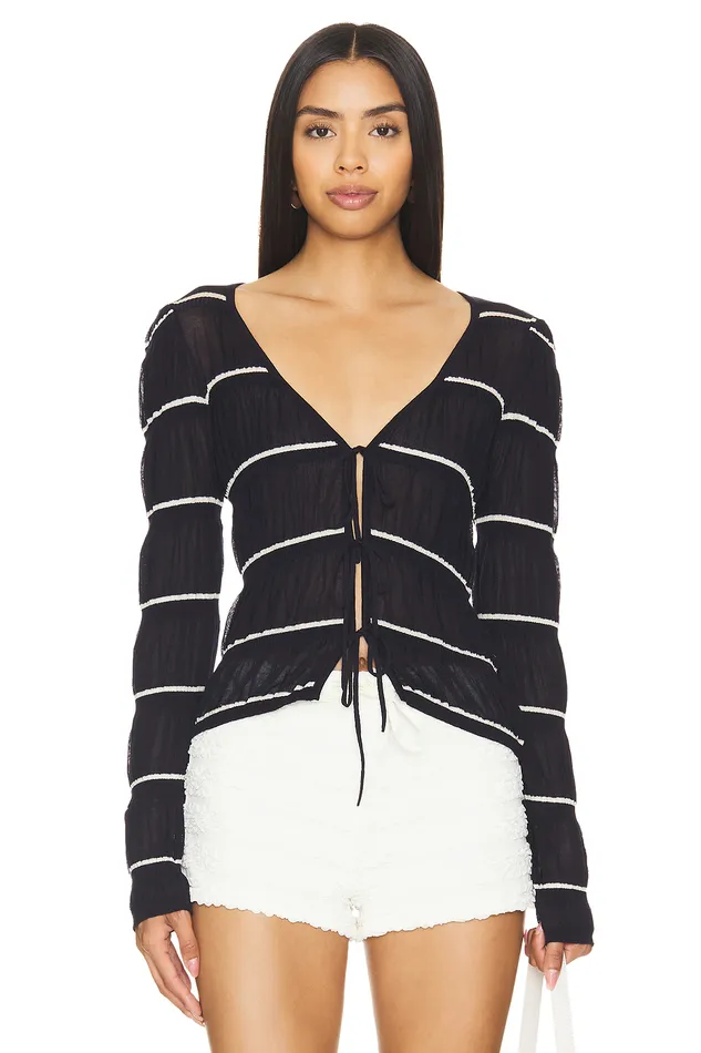 Tanya Cardigan Ivory and Navy Women Lovers and Friends Tops