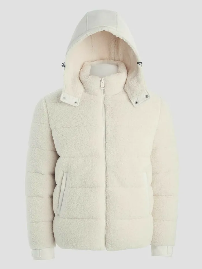 Teddy Puffer Jacket Muted Stone Jackets and Coats GUESS Men