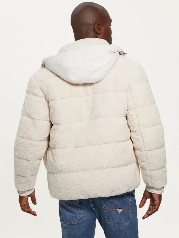 Teddy Puffer Jacket Muted Stone Jackets and Coats GUESS Men