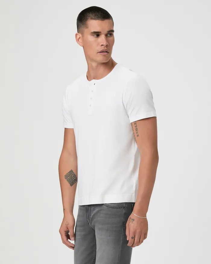 Tees Harwood Short Sleeve Henley 8211 Fresh White PAIGE Men