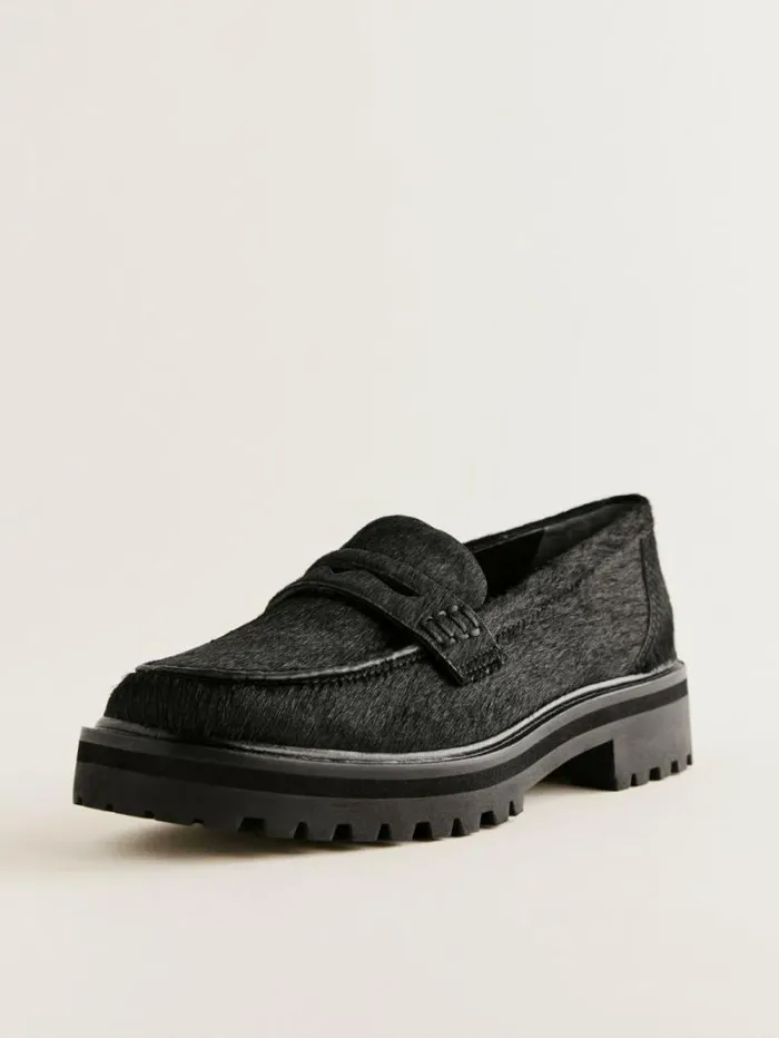 The Reformation Agathea Chunky Loafer Black Haircalf 8211 Shoes