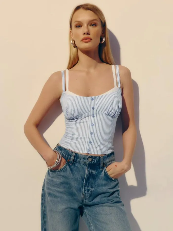 The Reformation Alani Top Mineral Stripe 8211 Clothing