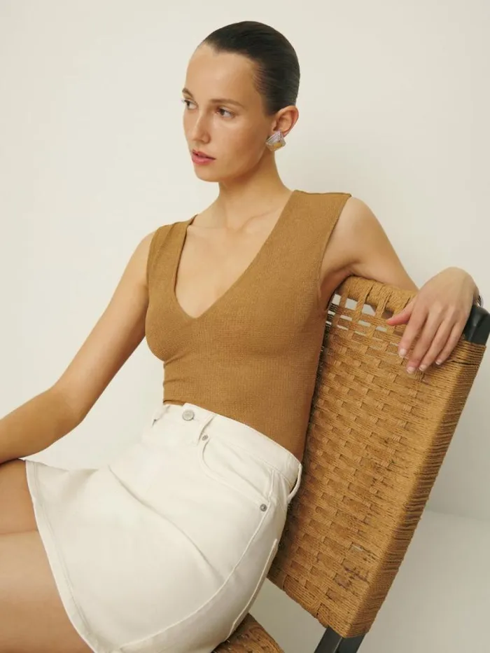 The Reformation Alivia Knit Top Caramel 8211 Clothing