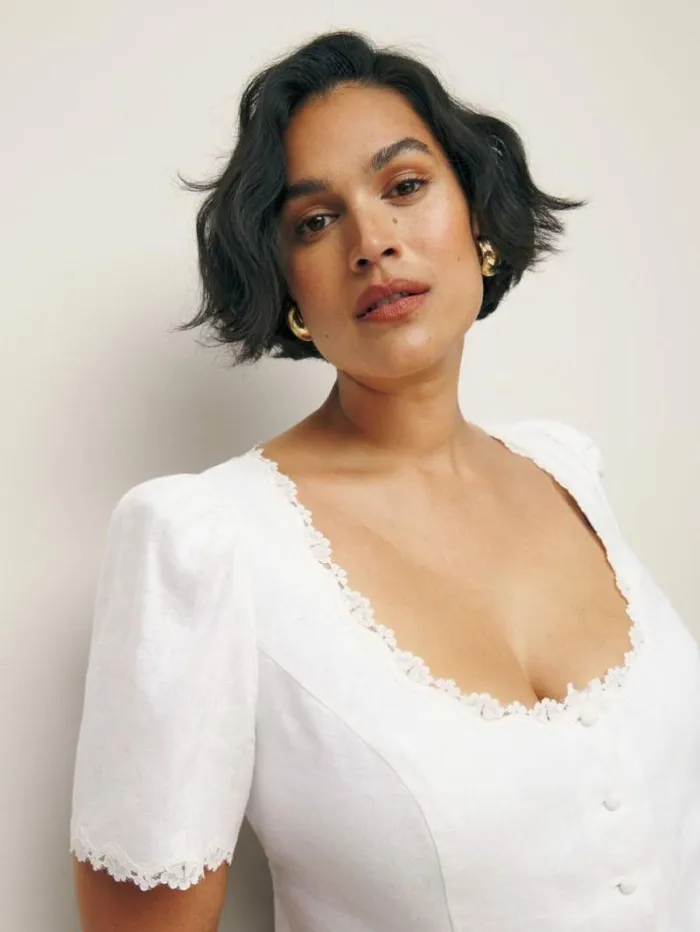 The Reformation Anabella Linen Top Es White 8211 Clothing