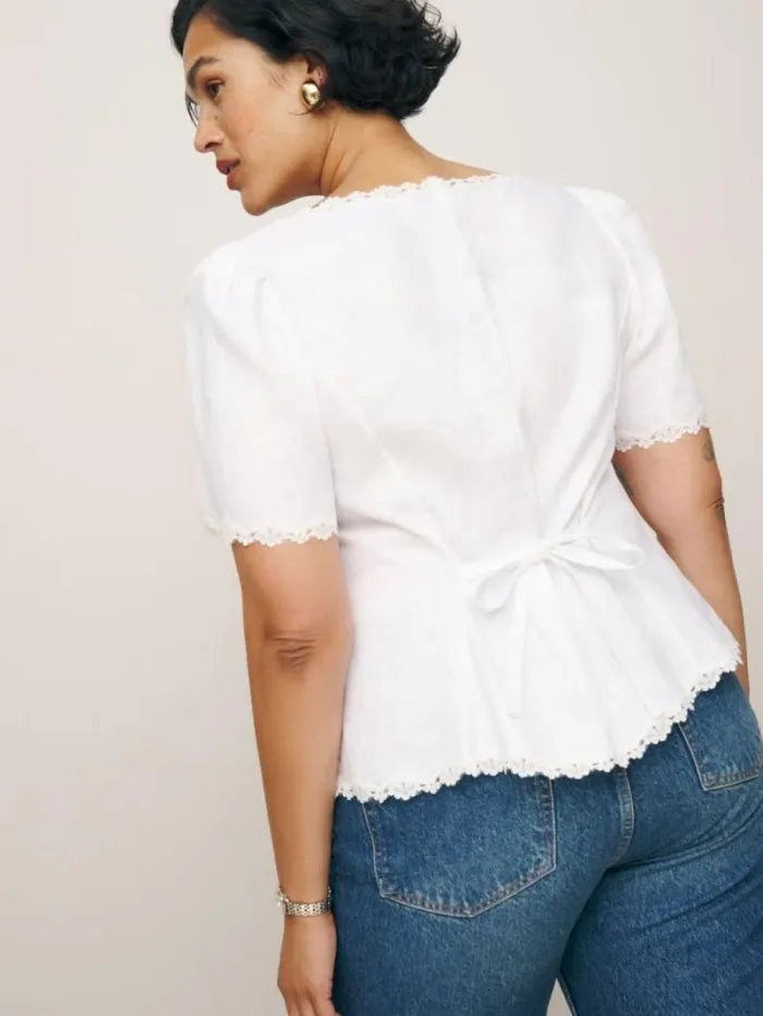 The Reformation Anabella Linen Top Es White 8211 Clothing
