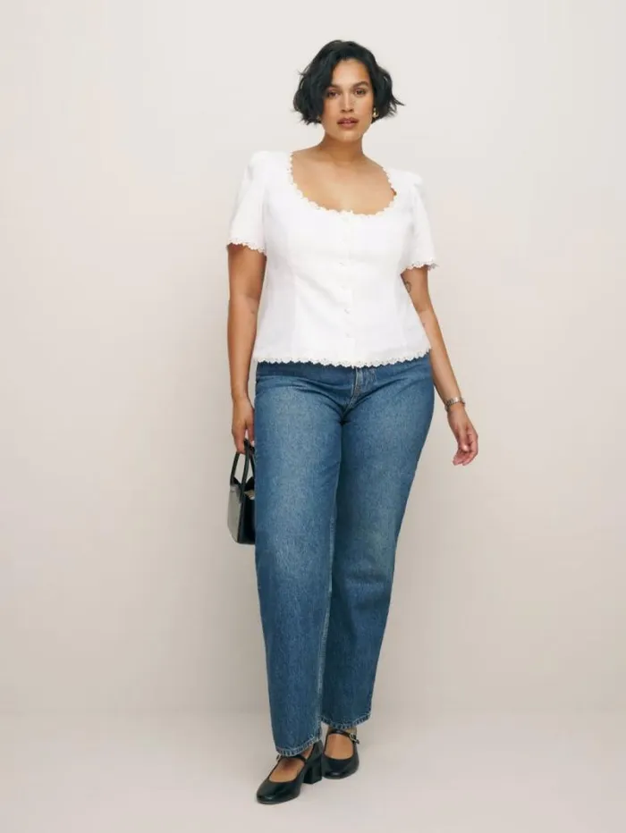 The Reformation Anabella Linen Top Es White 8211 Clothing
