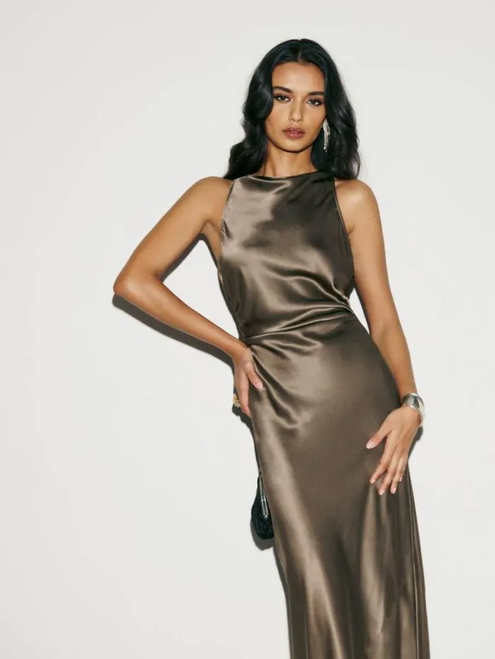The Reformation Anaiis Silk Dress Morel 8211 ClothingWeddings