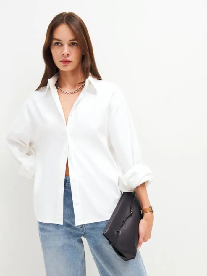 The Reformation Andy Oversized Shirt White 8211 Clothing