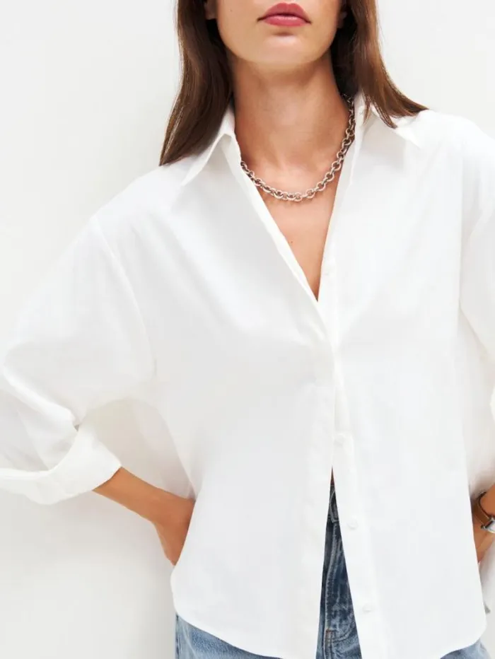 The Reformation Andy Oversized Shirt White 8211 Clothing